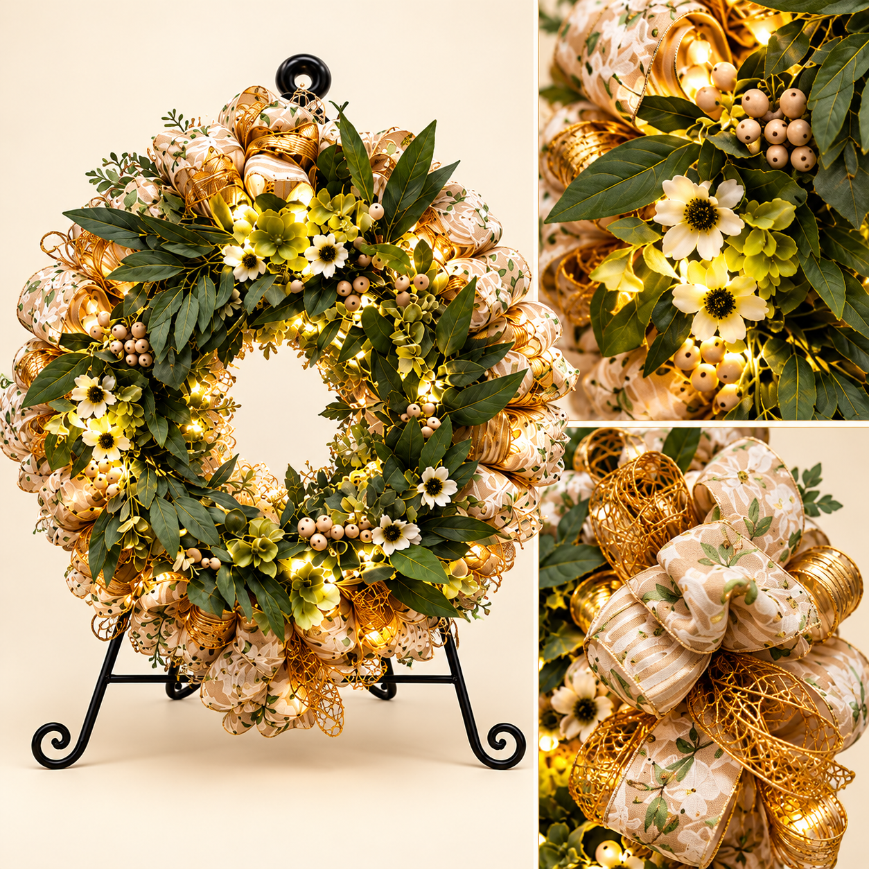 Artisanal Southern Charm lighted wreath