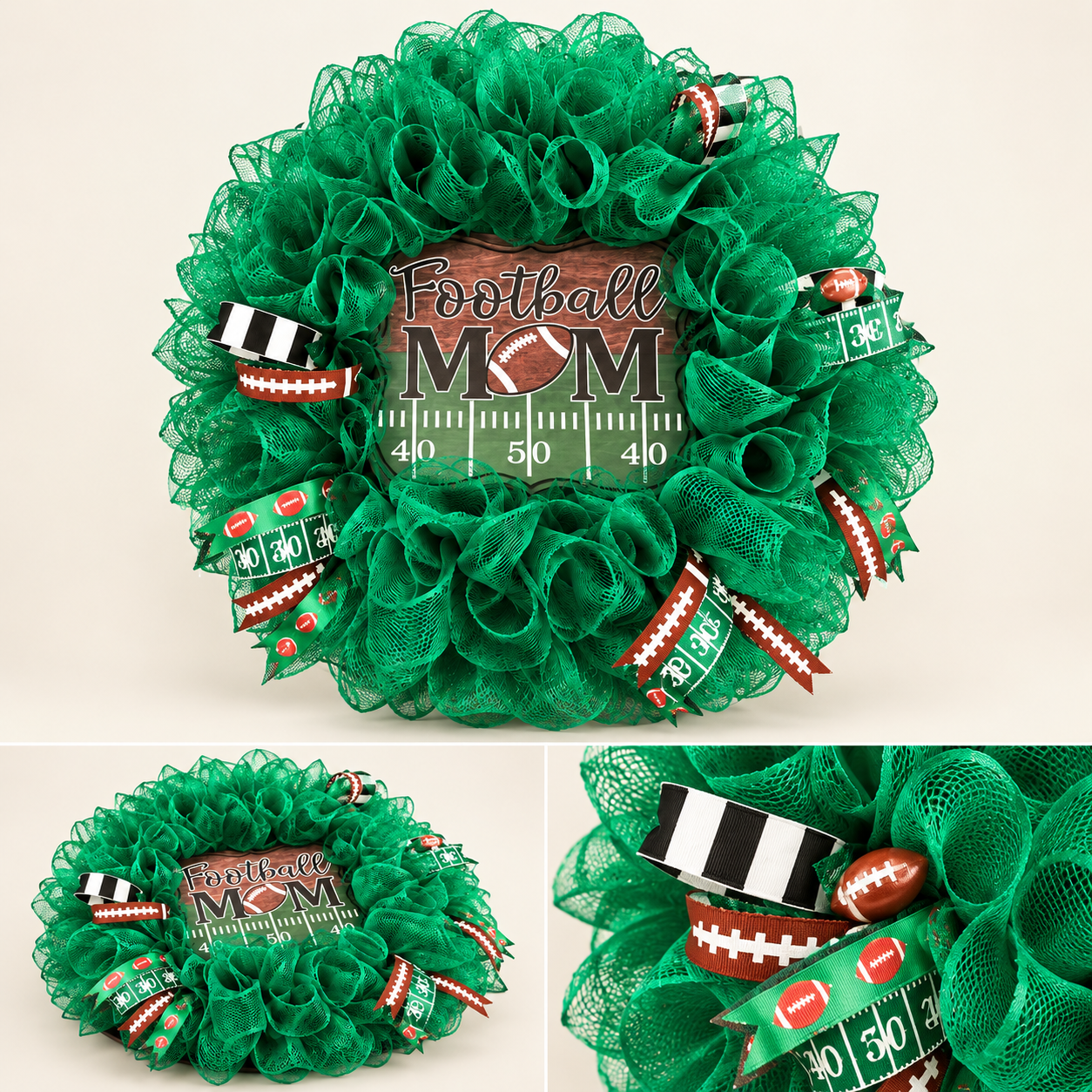 Green Football Mom wreath