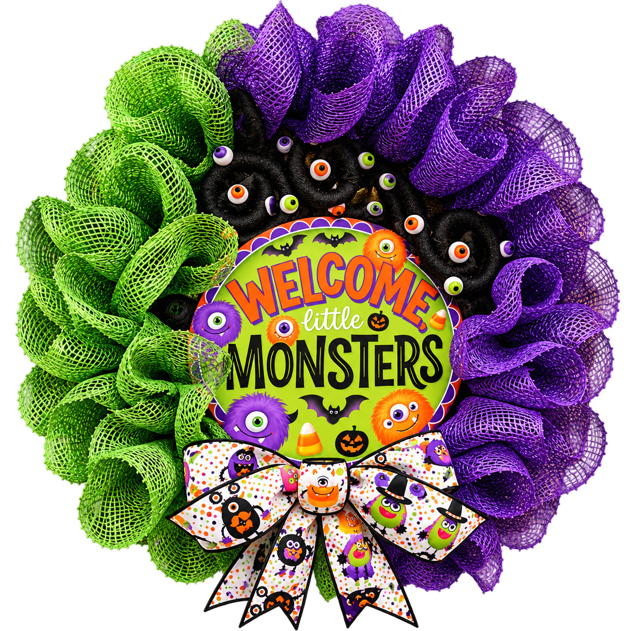 Welcome Little Monsters Halloween wreath